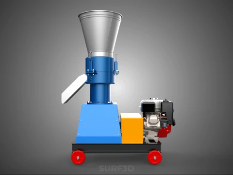 ペレットプレス工場 印刷機 造粒機 ガスエンジン 3Dモデル