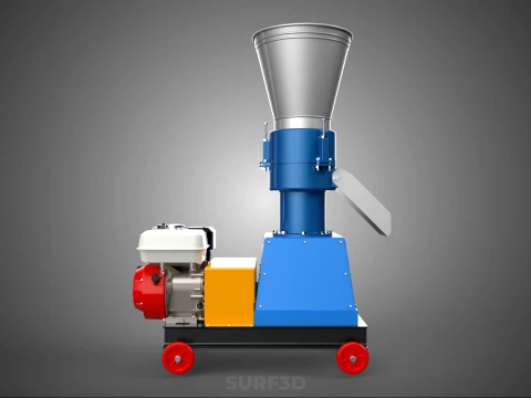 ペレットプレス工場 印刷機 造粒機 ガスエンジン 3Dモデル