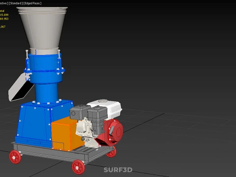 ペレットプレス工場 印刷機 造粒機 ガスエンジン 3Dモデル