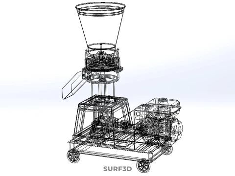 ペレットプレス工場 印刷機 造粒機 ガスエンジン 3Dモデル