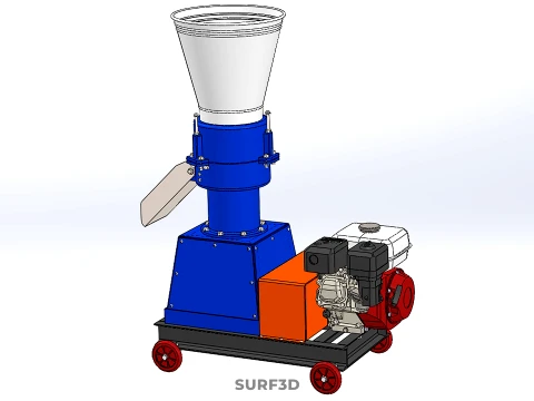ペレットプレス工場 印刷機 造粒機 ガスエンジン 3Dモデル