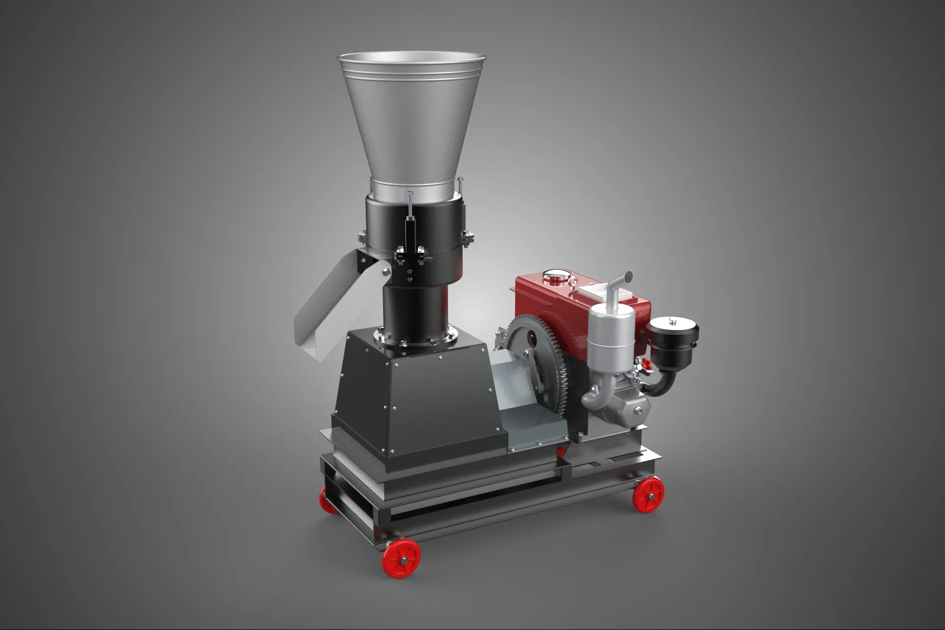 PELLET PRESS MILL MAKING MACHINE DIESEL FUEL ENGINE DIRECT DRIVE 3D Model .c4d .max .obj .3ds .fbx .stl .blend 