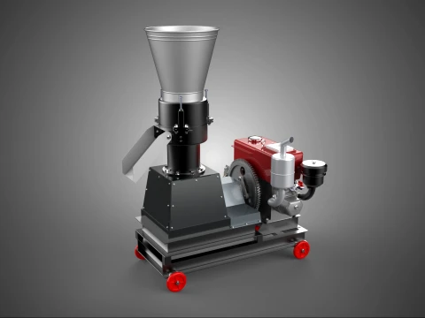 MOINHO DE PRENSA DE PELLET QUE FAZ M&Aacute;QUINA COM MOTOR DE COMBUST&Iacute;VEL DIESEL ACIONAMENTO DIRETO Modelo 3D
