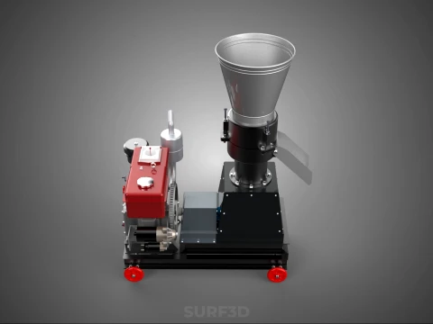 PELLET PRESS MILL MAKING MACHINE DIESEL FUEL ENGINE DIRECT DRIVE 3D Model