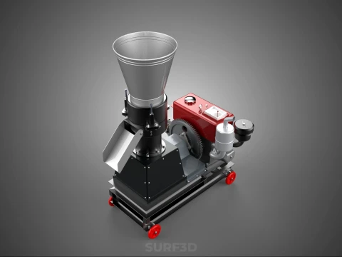 PELLET PRESS MILL MAKING MACHINE DIESEL FUEL ENGINE DIRECT DRIVE 3D Model