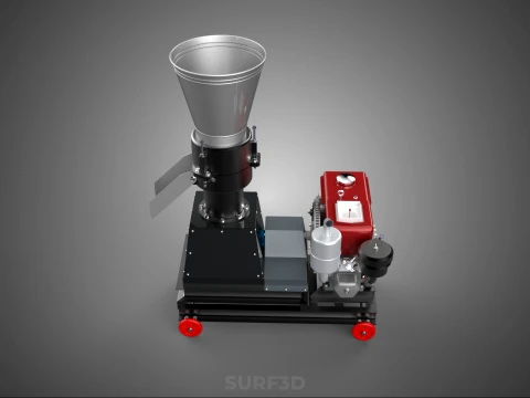 PELLET PRESS MILL MAKING MACHINE DIESEL FUEL ENGINE DIRECT DRIVE 3D Model