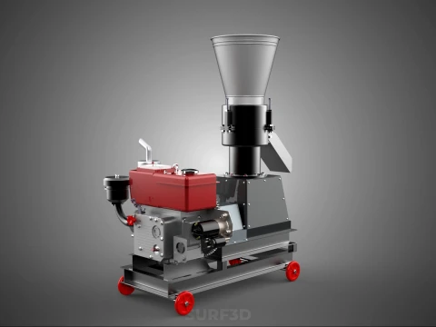 PELLET PRESS MILL MAKING MACHINE DIESEL FUEL ENGINE DIRECT DRIVE 3D Model