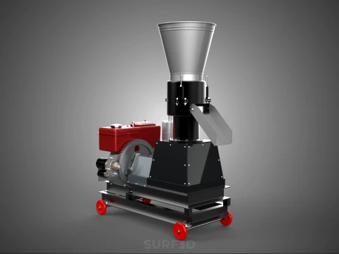PELLET PRESS MILL MAKING MACHINE DIESEL FUEL ENGINE DIRECT DRIVE 3D Model