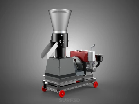 PELLET PRESS MILL MAKING MACHINE DIESEL FUEL ENGINE DIRECT DRIVE 3D Model
