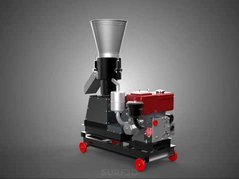 PELLET PRESS MILL MAKING MACHINE DIESEL FUEL ENGINE DIRECT DRIVE 3D Model