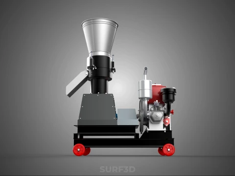 PELLET PRESS MILL MAKING MACHINE DIESEL FUEL ENGINE DIRECT DRIVE 3D Model