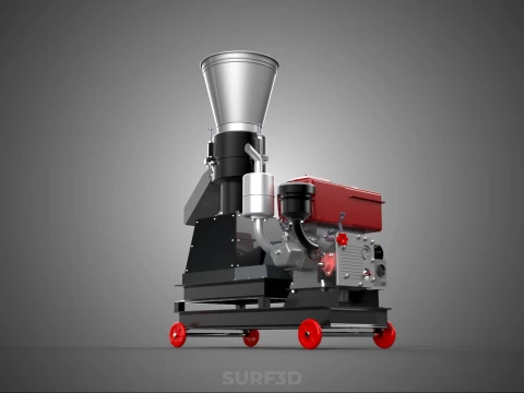 PELLET PRESS MILL MAKING MACHINE DIESEL FUEL ENGINE DIRECT DRIVE 3D Model