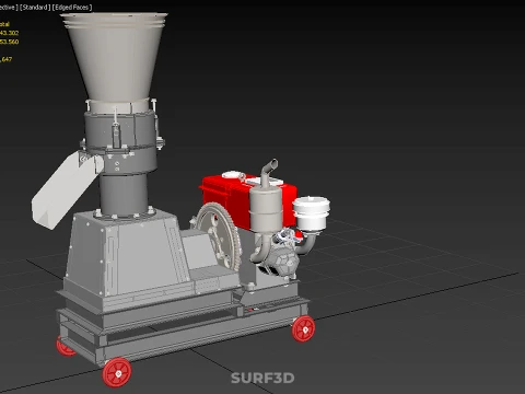 PELLET PRESS MILL MAKING MACHINE DIESEL FUEL ENGINE DIRECT DRIVE 3D Model