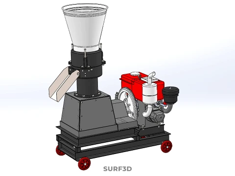 PELLET PRESS MILL MAKING MACHINE DIESEL FUEL ENGINE DIRECT DRIVE 3D Model