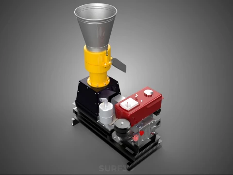 MOBILE PELLET PRESS MILL MACHINE DIESEL ENGINE ELECTRIC STARTER 3D Model