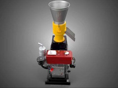 MOBILE PELLET PRESS MILL MACHINE DIESEL ENGINE ELECTRIC STARTER 3D Model