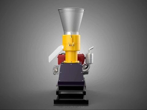 MOBILE PELLET PRESS MILL MACHINE DIESEL ENGINE ELECTRIC STARTER 3D Model