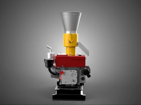 MOBILE PELLET PRESS MILL MACHINE DIESEL ENGINE ELECTRIC STARTER 3D Model