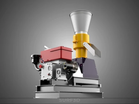 MOBILE PELLET PRESS MILL MACHINE DIESEL ENGINE ELECTRIC STARTER 3D Model