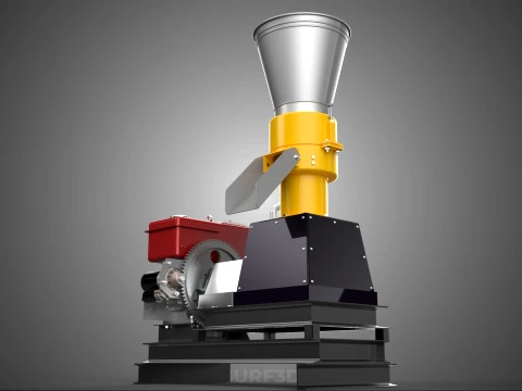 MOBILE PELLET PRESS MILL MACHINE DIESEL ENGINE ELECTRIC STARTER 3D Model