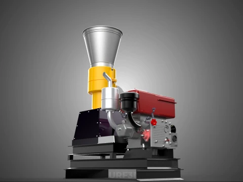 MOBILE PELLET PRESS MILL MACHINE DIESEL ENGINE ELECTRIC STARTER 3D Model