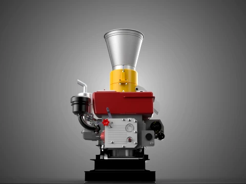 MOBILE PELLET PRESS MILL MACHINE DIESEL ENGINE ELECTRIC STARTER 3D Model
