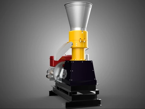 MOBILE PELLET PRESS MILL MACHINE DIESEL ENGINE ELECTRIC STARTER 3D Model