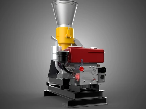 MOBILE PELLET PRESS MILL MACHINE DIESEL ENGINE ELECTRIC STARTER 3D Model