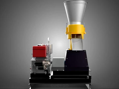 MOBILE PELLET PRESS MILL MACHINE DIESEL ENGINE ELECTRIC STARTER 3D Model