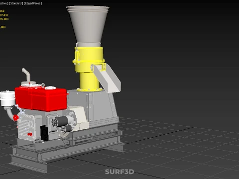 MOBILE PELLET PRESS MILL MACHINE DIESEL ENGINE ELECTRIC STARTER 3D Model