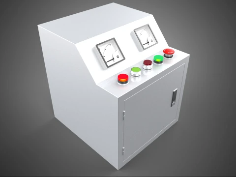 WHITE ELECTRIC POWER CONTROL PANEL BOX CABINET VOLTMETER AMMETER 3D Model