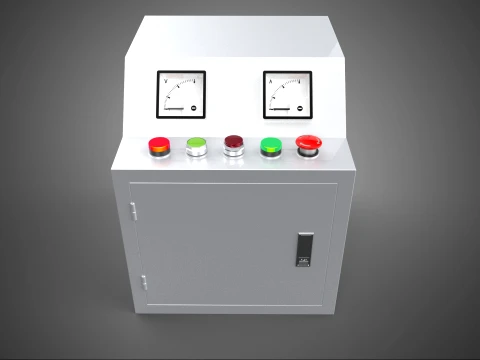 WHITE ELECTRIC POWER CONTROL PANEL BOX CABINET VOLTMETER AMMETER 3D Model
