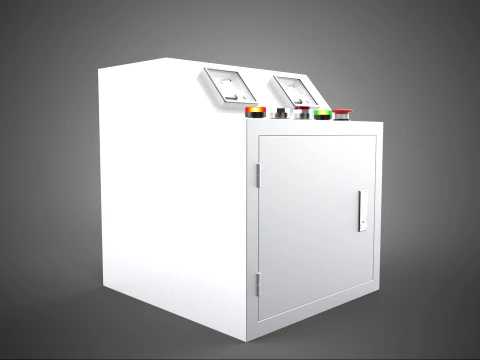 WHITE ELECTRIC POWER CONTROL PANEL BOX CABINET VOLTMETER AMMETER 3D Model