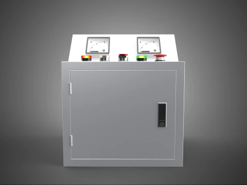 WHITE ELECTRIC POWER CONTROL PANEL BOX CABINET VOLTMETER AMMETER 3D Model