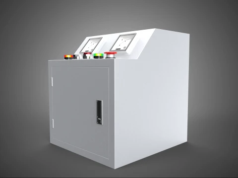 WHITE ELECTRIC POWER CONTROL PANEL BOX CABINET VOLTMETER AMMETER 3D Model