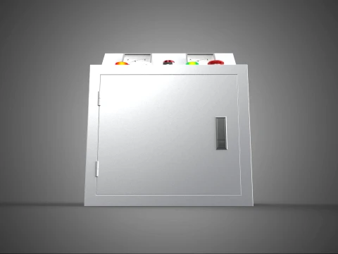 WHITE ELECTRIC POWER CONTROL PANEL BOX CABINET VOLTMETER AMMETER 3D Model