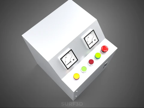 WHITE ELECTRIC POWER CONTROL PANEL BOX CABINET VOLTMETER AMMETER 3D Model