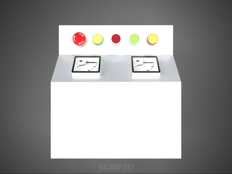 WHITE ELECTRIC POWER CONTROL PANEL BOX CABINET VOLTMETER AMMETER 3D Model