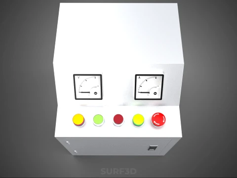 WHITE ELECTRIC POWER CONTROL PANEL BOX CABINET VOLTMETER AMMETER 3D Model