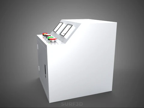 WHITE ELECTRIC POWER CONTROL PANEL BOX CABINET VOLTMETER AMMETER 3D Model