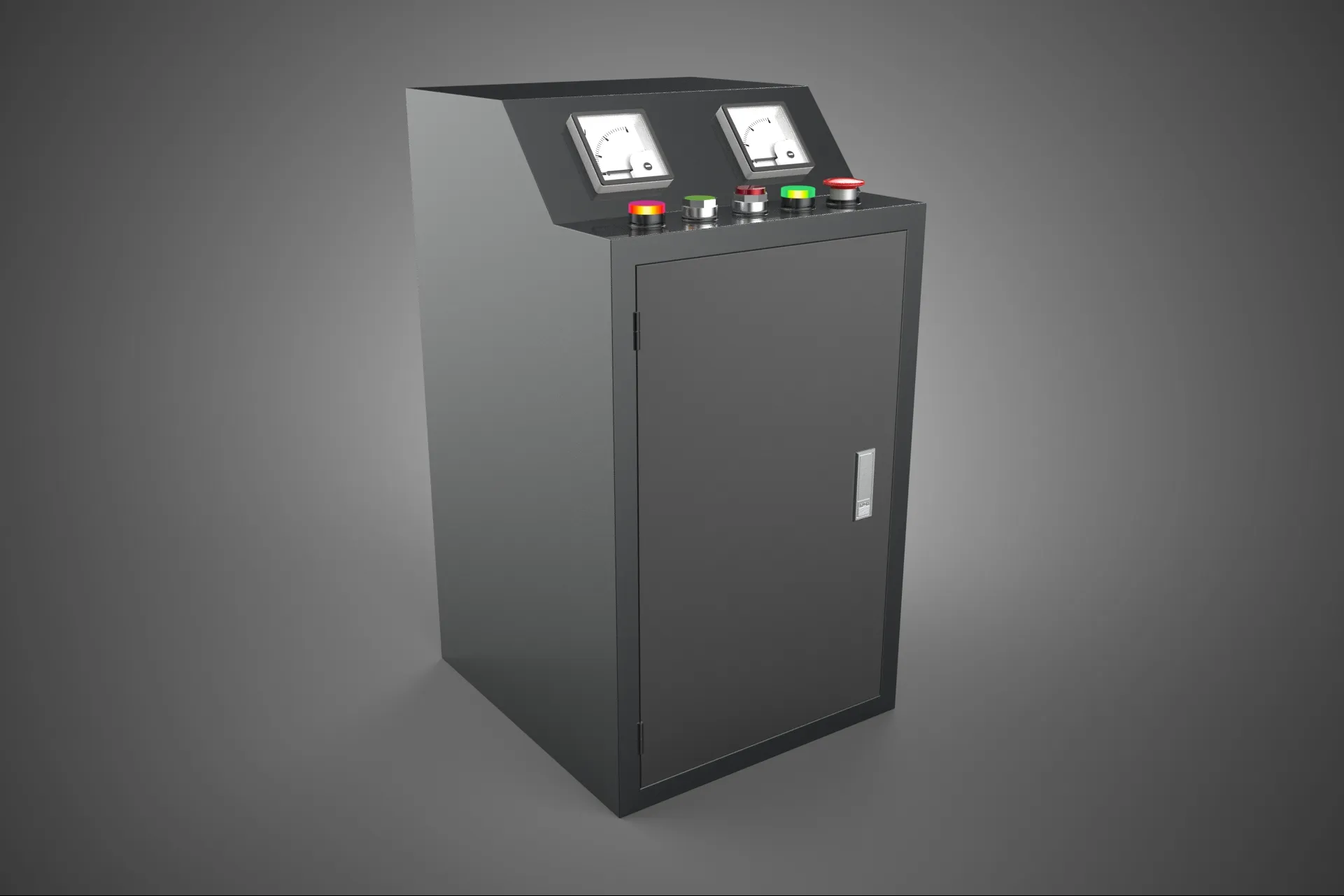 POWER DISTRIBUTION CONTROL PANEL BOX SWITCH BUTTON LED INDICATOR 3D Model .c4d .max .obj .3ds .fbx .stl .blend 