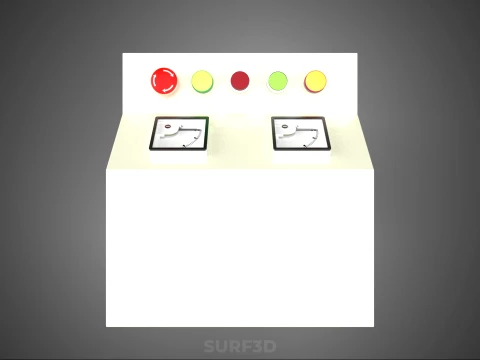 CONTROL PANEL BOX SWITCH PUSH BUTTON LED LAMP LIGHT RED GREEN IO 3D Model