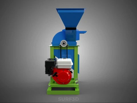 DOUBLE HOPPER CHOPPER CUTTER GRINDER HAMMER MILL MACHINE PETROL 3D Model