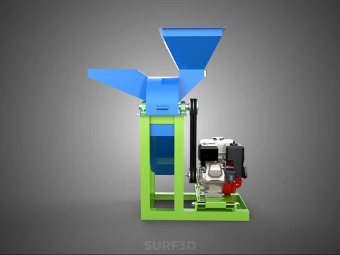DOUBLE HOPPER CHOPPER CUTTER GRINDER HAMMER MILL MACHINE PETROL 3D Model