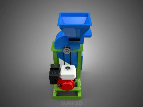 DOUBLE HOPPER CHOPPER CUTTER GRINDER HAMMER MILL MACHINE PETROL 3D Model