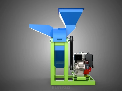 DOUBLE HOPPER CHOPPER CUTTER GRINDER HAMMER MILL MACHINE PETROL 3D Model