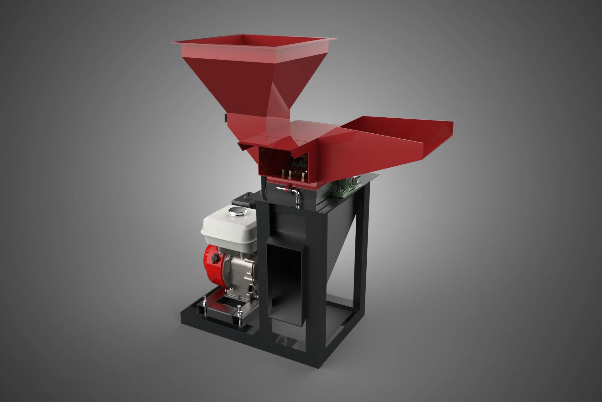 DUAL HOPPER CHOPPER CUTTER GRINDER HAMMER MILL MACHINE GASOLINE 3D Model .c4d .max .obj .3ds .fbx .stl .blend