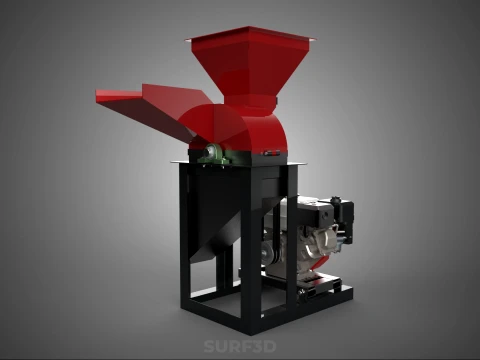 DUAL HOPPER CHOPPER CUTTER GRINDER HAMMER MILL MACHINE GASOLINE 3D Model