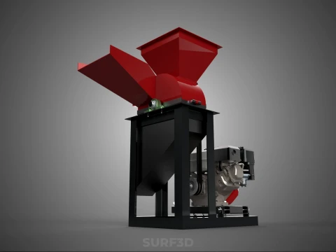 DUAL HOPPER CHOPPER CUTTER GRINDER HAMMER MILL MACHINE GASOLINE 3D Model