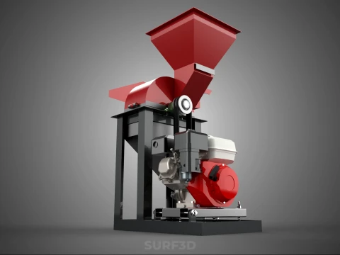 DUAL HOPPER CHOPPER CUTTER GRINDER HAMMER MILL MACHINE GASOLINE 3D Model